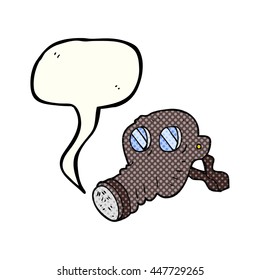 freehand drawn comic book speech bubble cartoon gas mask