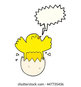 freehand drawn comic book speech bubble cartoon hatching egg