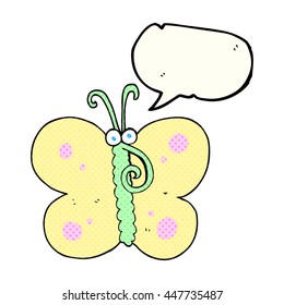 freehand drawn comic book speech bubble cartoon butterfly