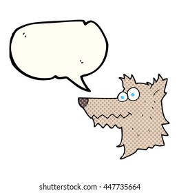 freehand drawn comic book speech bubble cartoon wolf head