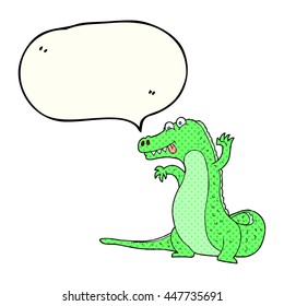 freehand drawn comic book speech bubble cartoon crocodile