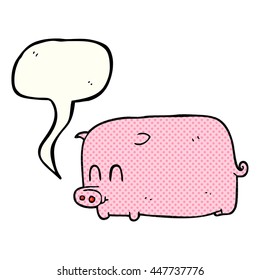 freehand drawn comic book speech bubble cartoon pig