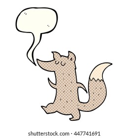freehand drawn comic book speech bubble cartoon cute wolf