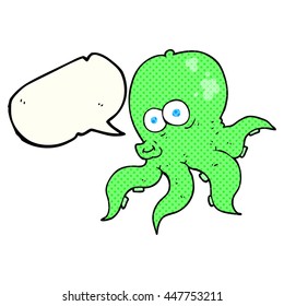 freehand drawn comic book speech bubble cartoon octopus