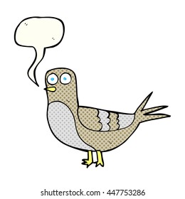 freehand drawn comic book speech bubble cartoon pigeon