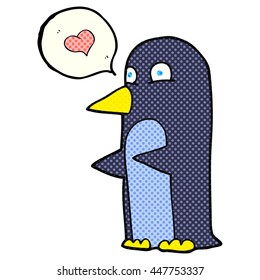 freehand drawn comic book speech bubble cartoon penguin