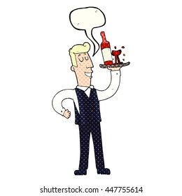 freehand drawn comic book speech bubble cartoon waiter