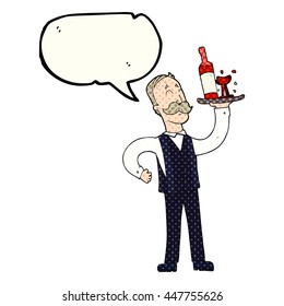 freehand drawn comic book speech bubble cartoon waiter