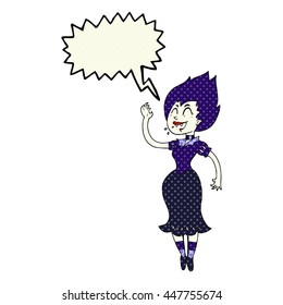 freehand drawn comic book speech bubble cartoon vampire girl