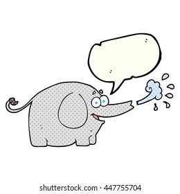 freehand drawn comic book speech bubble cartoon elephant squirting water