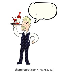 freehand drawn comic book speech bubble cartoon waiter