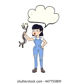 caricatura de libre dibujante de historietas de libre mano sobre burbuja de habla femenina