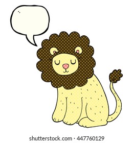 freehand drawn comic book speech bubble cartoon cute lion