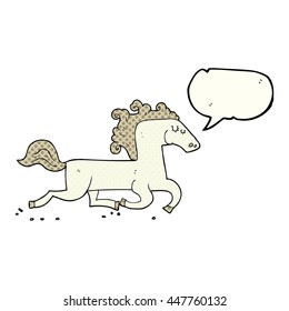 freehand drawn comic book speech bubble cartoon running horse