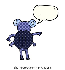 freehand drawn comic book speech bubble cartoon pointing insect