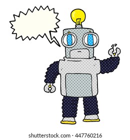 freehand drawn comic book speech bubble cartoon robot