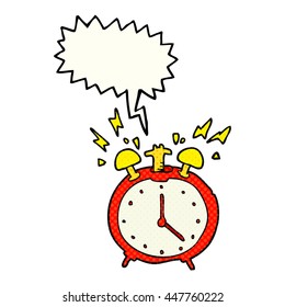 freehand drawn comic book speech bubble cartoon ringing alarm clock
