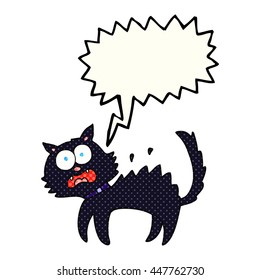 freehand gezeichnete Comicbuch-Sprechblase Cartoon Angst schwarze Katze