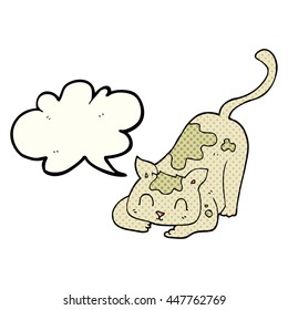 freehand drawn comic book speech bubble cartoon cat playing
