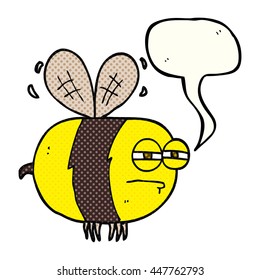 historieta de libre mano dibujo de la burbuja del discurso de la burbuja de la abeja infeliz
