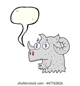 freehand drawn comic book speech bubble cartoon ram head