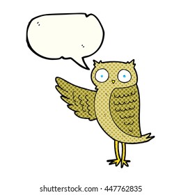 freehand drawn comic book speech bubble cartoon owl