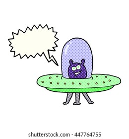 freehand drawn comic book speech bubble cartoon space alien