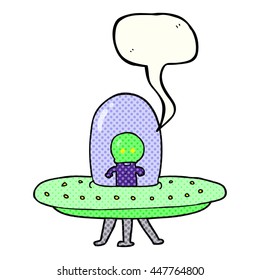 freehand drawn comic book speech bubble cartoon flying saucer