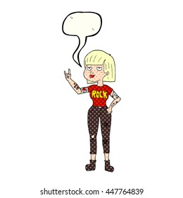 freehand drawn comic book speech bubble cartoon rock girl