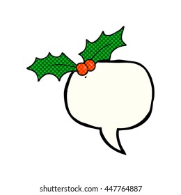 freehand drawn comic book speech bubble cartoon christmas holly