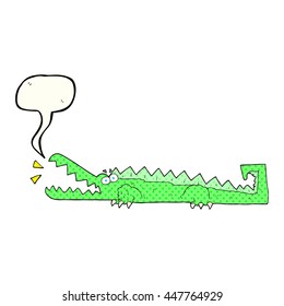 freehand drawn comic book speech bubble cartoon crocodile