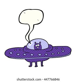 freehand drawn comic book speech bubble cartoon flying saucer