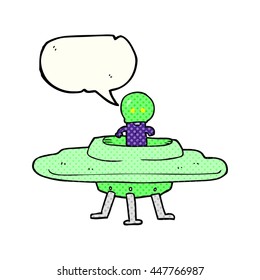 freehand drawn comic book speech bubble cartoon flying saucer