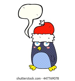 freehand drawn comic book speech bubble cartoon penguin