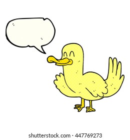freehand drawn comic book speech bubble cartoon duck