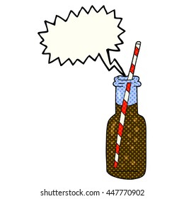freehand drawn comic book speech bubble cartoon fizzy drink bottle