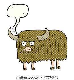 freehand drawn comic book speech bubble cartoon hairy cow