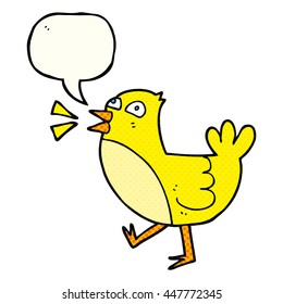 freehand drawn comic book speech bubble cartoon bird