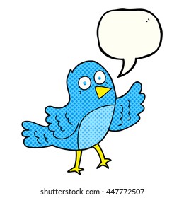 freehand drawn comic book speech bubble cartoon bird