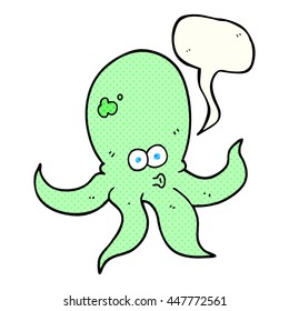 freehand drawn comic book speech bubble cartoon octopus