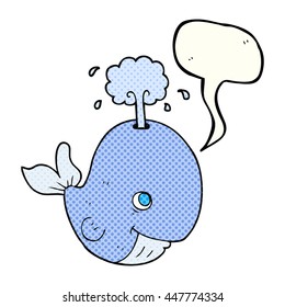 freehand drawn comic book speech bubble cartoon whale spouting water