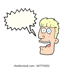 freehand drawn comic book speech bubble cartoon shocked man