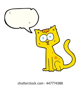 freehand drawn comic book speech bubble cartoon cat 