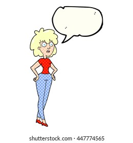 freehand drawn comic book speech bubble cartoon surprised woman