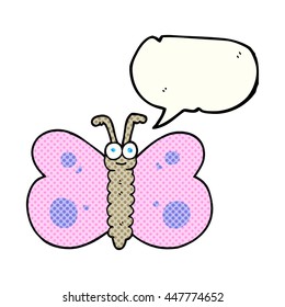 freehand drawn comic book speech bubble cartoon butterfly