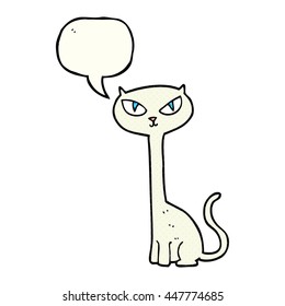 freehand drawn comic book speech bubble cartoon cat