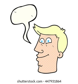 freehand drawn comic book speech bubble cartoon male face