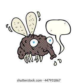 freehand drawn comic book speech bubble cartoon fly