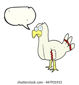 freehand drawn comic book speech bubble cartoon bird