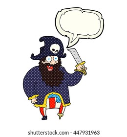 freehand drawn comic book speech bubble cartoon pirate captain